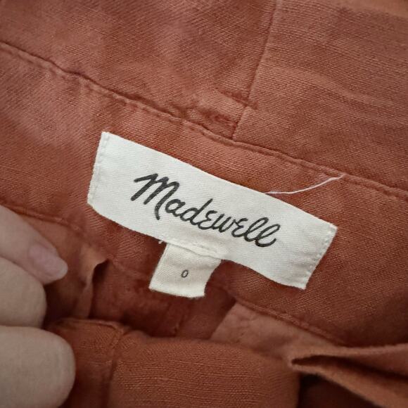 MADEWELL Linen Blend High Rise Crop Pants Rust 0 - Picture 9 of 11